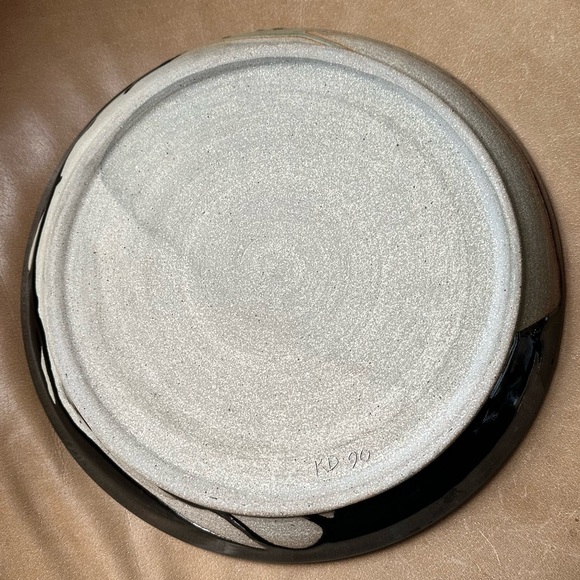 Vintage MCM studio pottery handmade art ceramic blue black speckle glaze dine - Picture 7 of 7